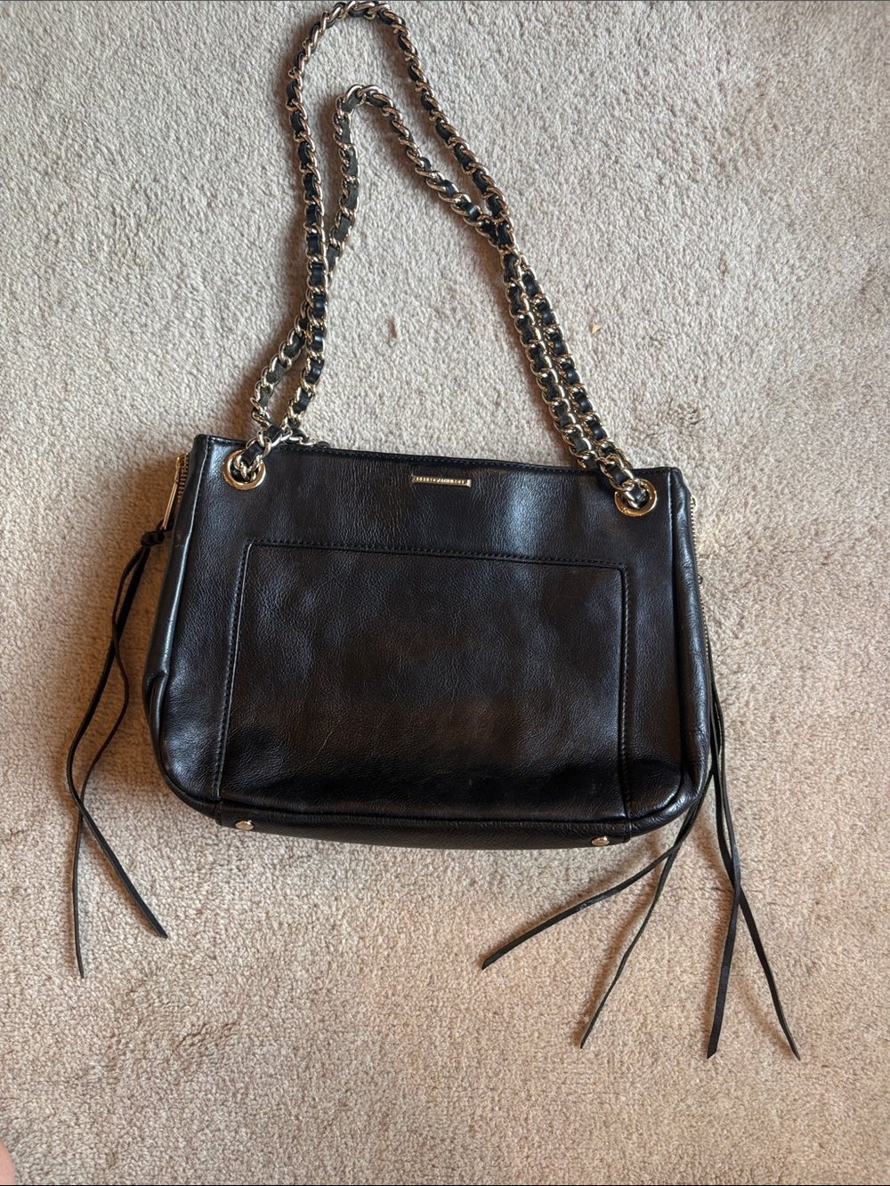 Rebecca Minkoff Black Leather Chain-Handle Women’s Shoulder Bag